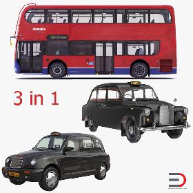 London Bus and Taxi Vehicle Set